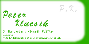 peter klucsik business card